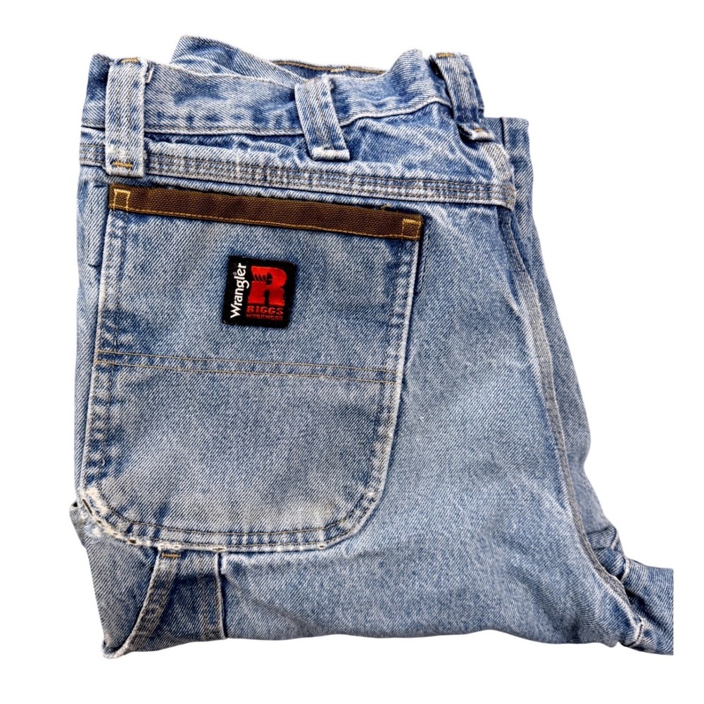 Wrangler Riggs Workwear Mens 36x36 Blue Denim Double Knee Carpenter Jeans 103W03